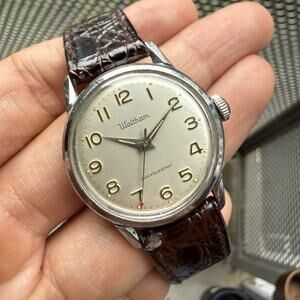 Vintage Waltham Manual Wind Stainless Steel Wrist Watch Men’s Red Pointer Hand